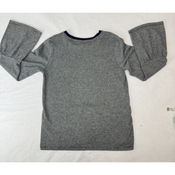 Lucky Brand Stripe Hacci Cloud Top Womens Medium Blue Long Bell Sleeves Boho - Picture 2 of 8